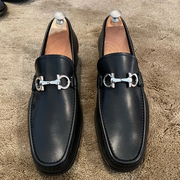 Black Salvatore Ferragamo Loafers with Silver Buckle Gancini buckle loafer - Men | Ferragamo main image 3